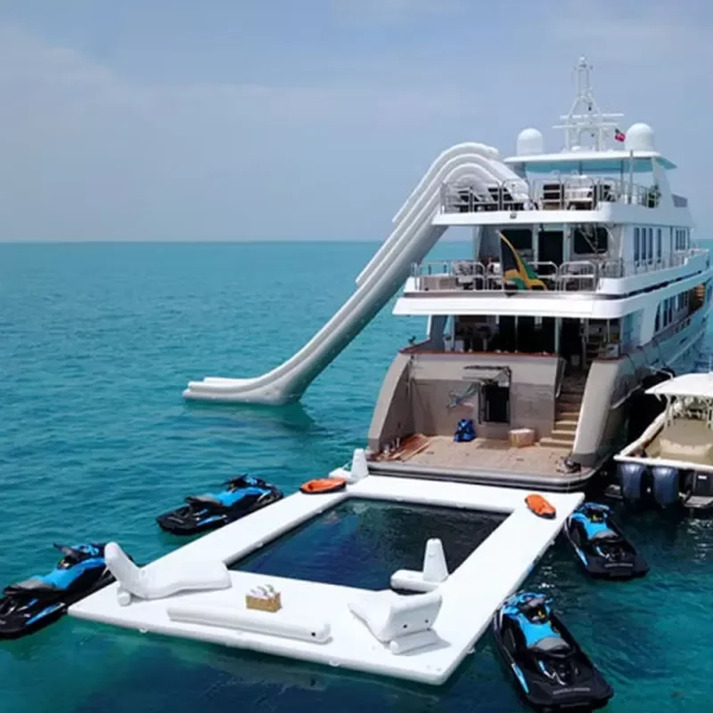 Summer Leisure Ocean Sea Float Inflatable Yacht Swim Pool Floating Jellyfish Swimming Pool With Net