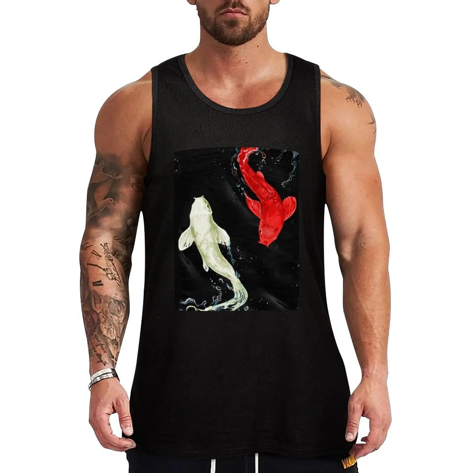 

Koi Fishes Tank Top Athletic Workout Tank Top Moisture Wicking Lightweight