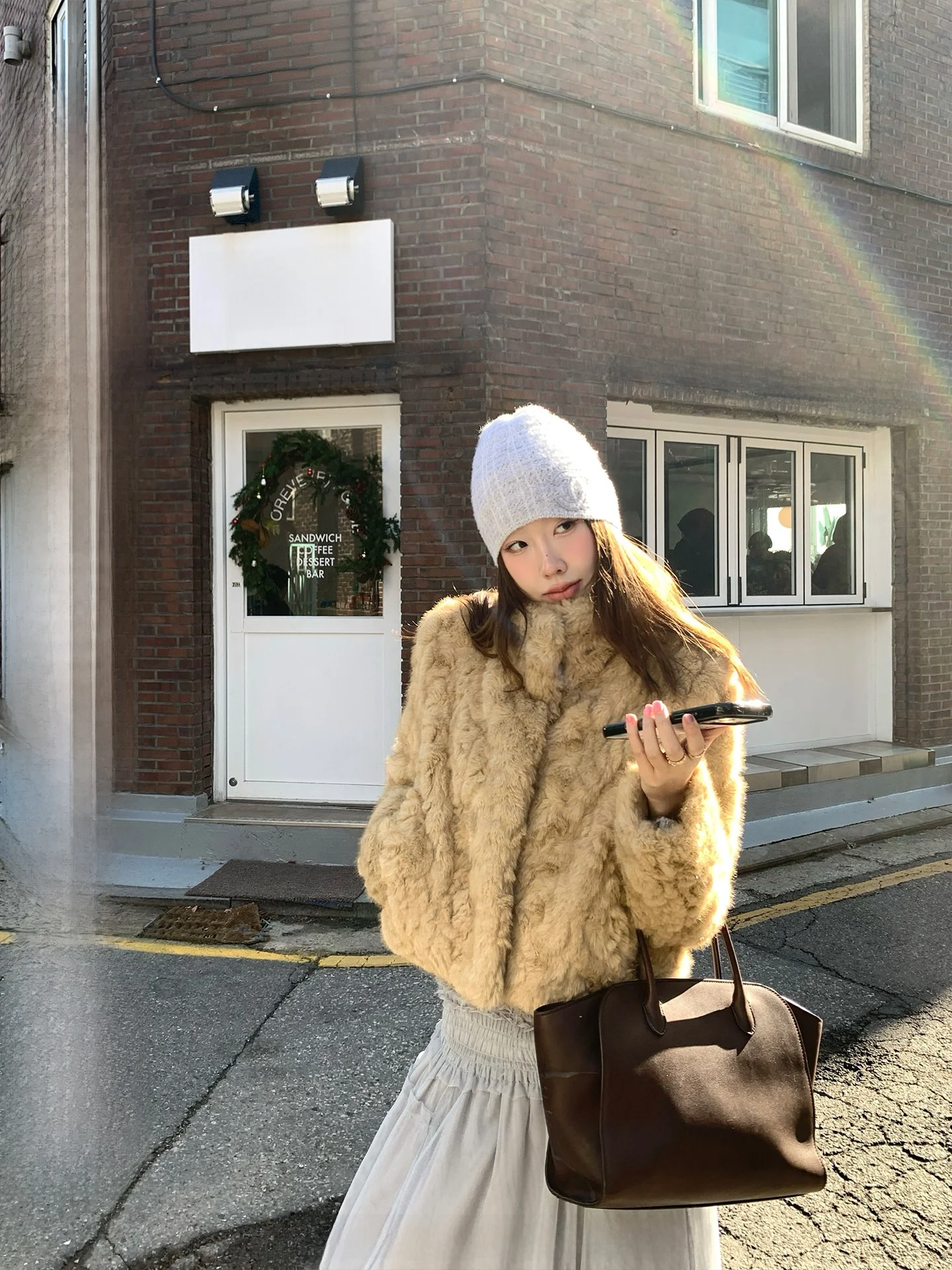 

Ranwear Zurich Winter Short Coat Stand Collar Fluffy Eco-Friendly Fur Slimming Warmth Outerwear Polyester Fiber Long Sleeve