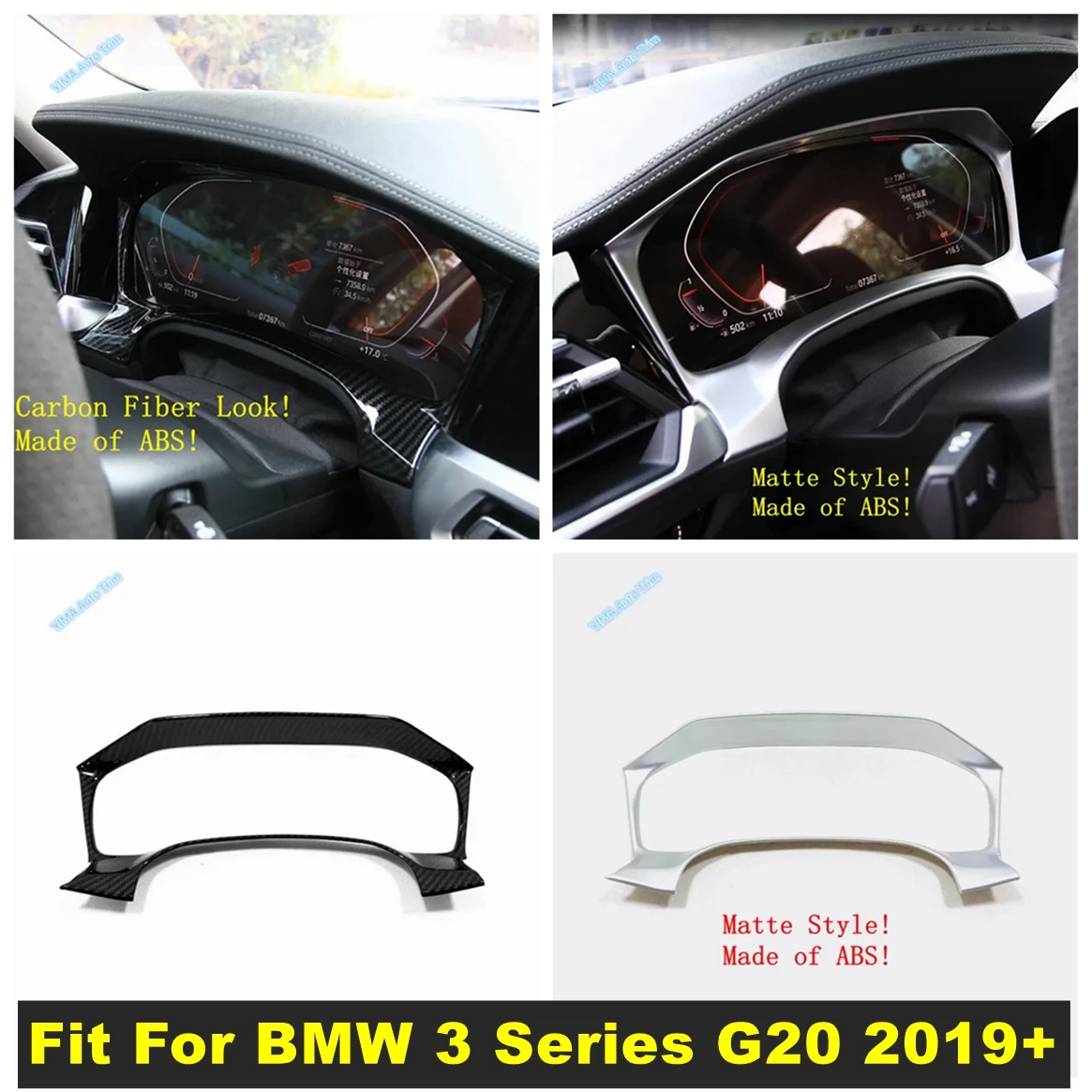 

Fit For BMW 3 Series G20 2019 - 2024 Auto Dashboard Instrument Screen Frame Cover Trim Interior Accessories Matte / Carbon Fiber