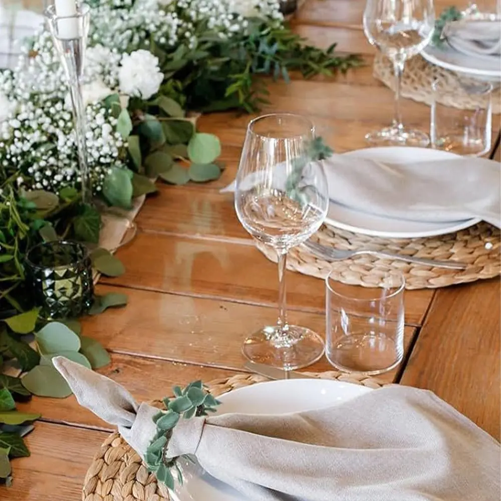 3pcs Rustic Artificial Plant Napkin Rings Metal Simulation Green Leaves Napkin Holder Multipurpose Napkin Buckles