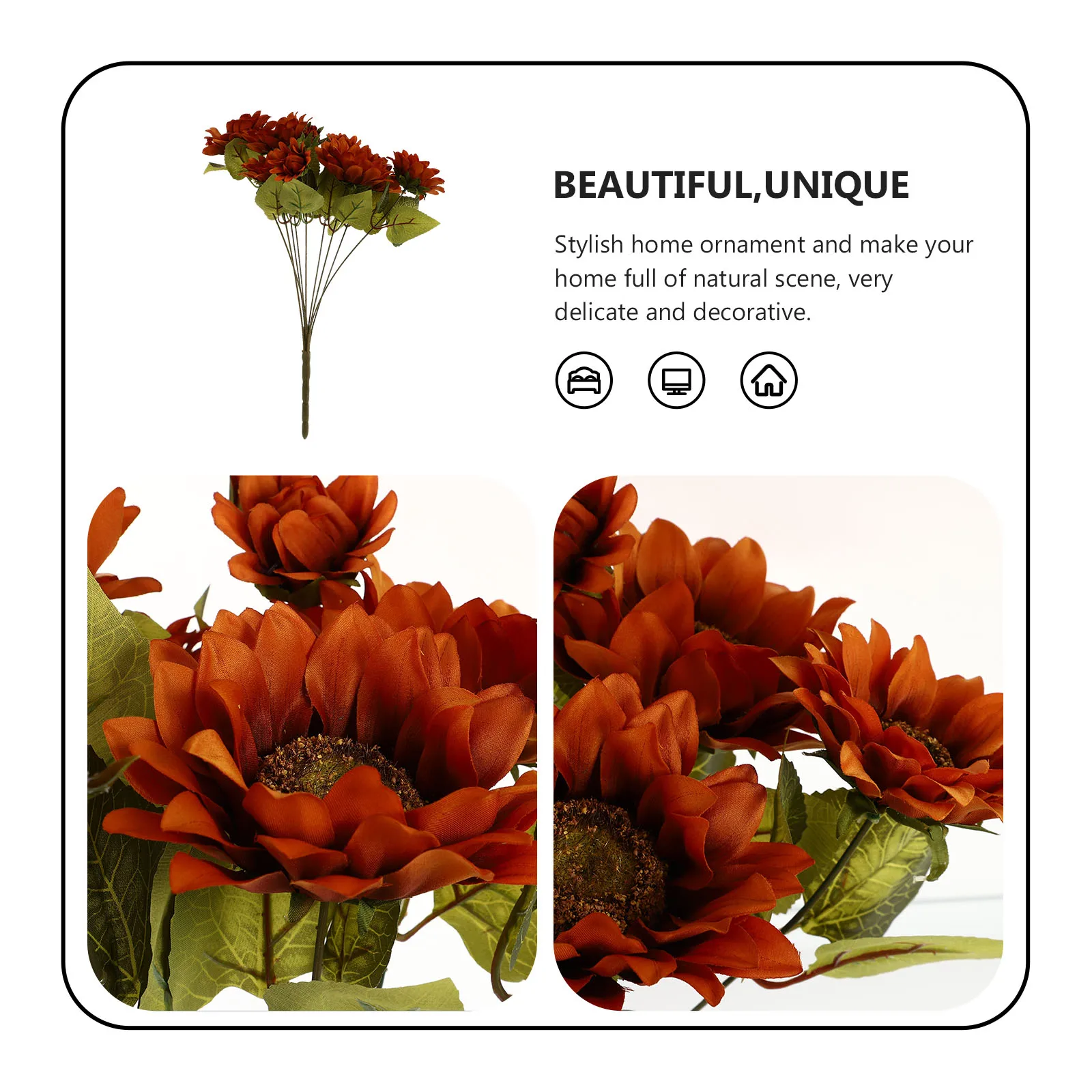 

1pc Lifelike Sunflower Vivid Flower Decorative Wedding Home Living Room Bedroom Bar Stage Decor Fake Sunflower Bouquet Adorn