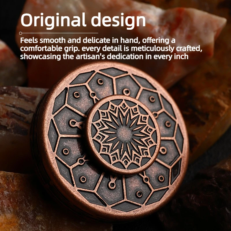 LiaoLiao EDC Copper Hermit Copper Engraved Mechanical Metal Fidget Spinner Desktop Stress Relief Toy
