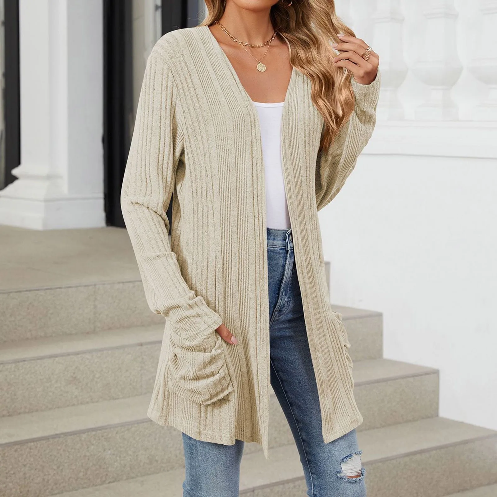 

2024 Autumn Winter Fashion Women's Oversize Knitted Sweater Vintage Female Knitwears Solid Color Casual Loose Cardigan For Women