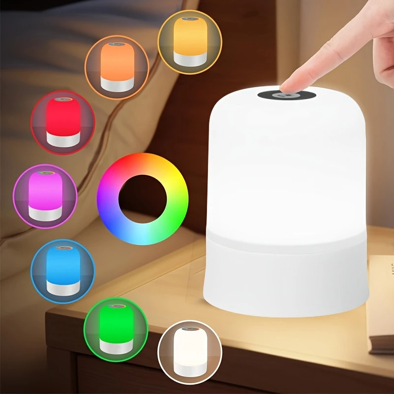 Touch Night Light USB Plug-in Dimmable Night Light 3-color/RGB Dimmable Table Lamp Ambient Light for Bedroom Living Room