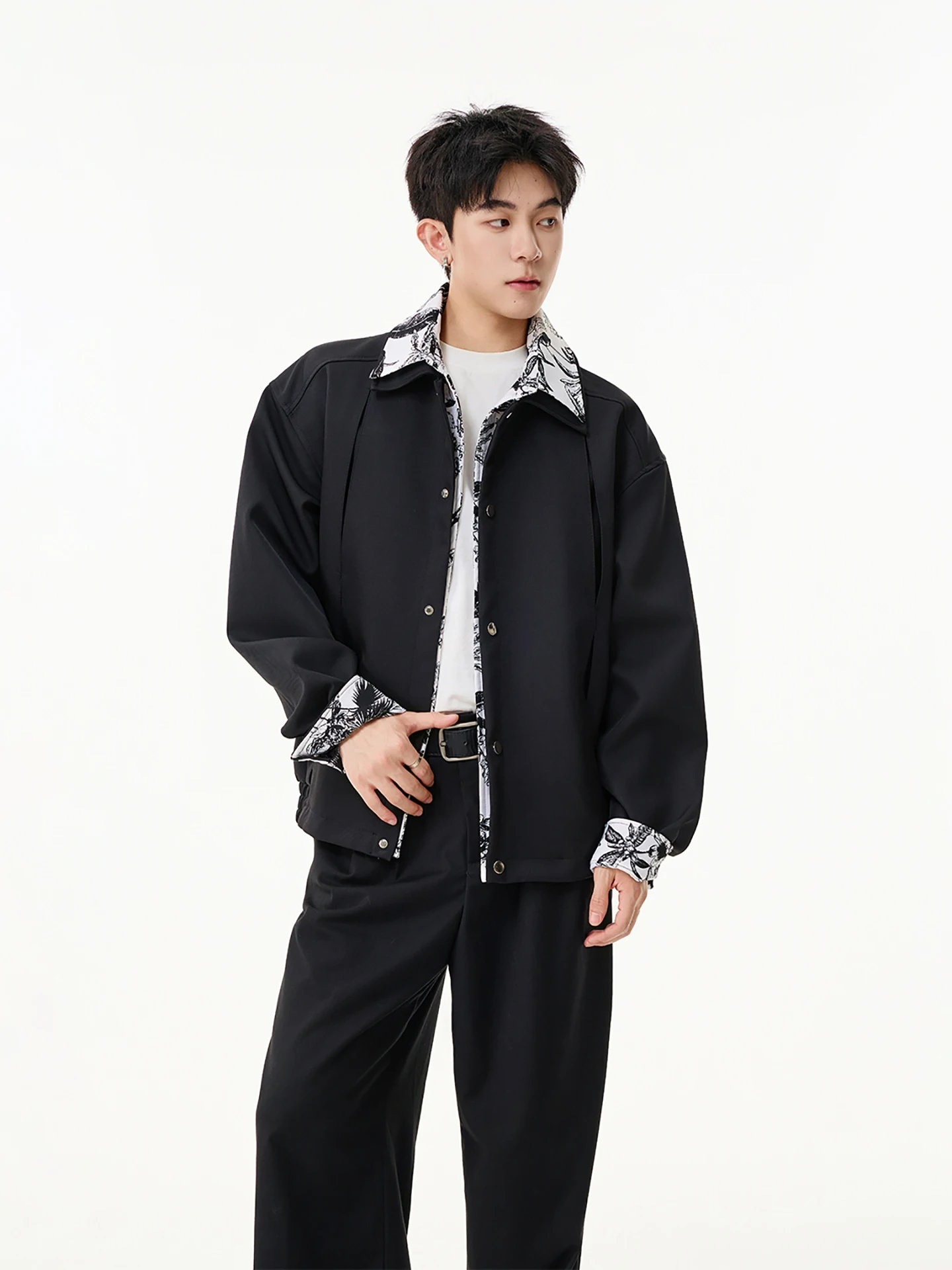 

Boyue Casual Sle Water-Mark Print Jaet Свободная посадка длиной до плеч Све из полиэфирного волокна Молодежная верхняя одежда для мужчин A...
