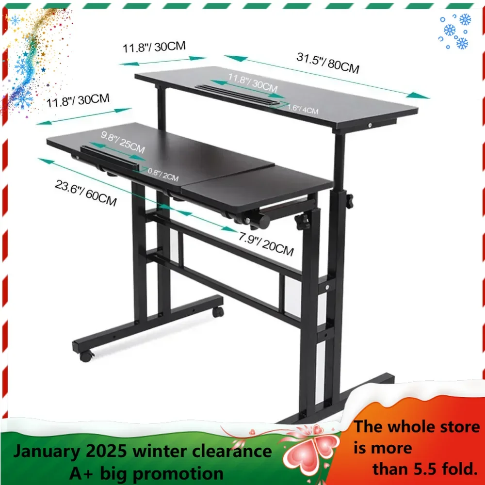 Computer Desk, Stand Up Adjustable Multifunctional Computer Desk for Office Home Bedroom Living Room, Computer Table