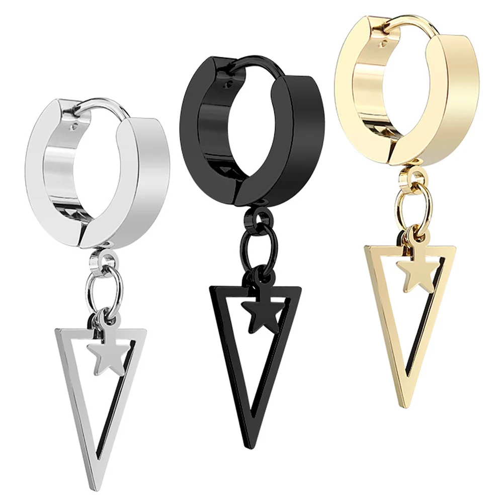 

3Pcs Star Pendant Earrings Chic Fashion Ear Dangler Party Dance Stainless Steel Stylish Ear Accessories for Girls