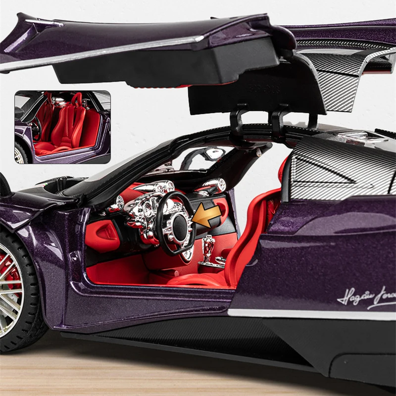 Pagani Huayra Dinastia Model mobil balap, mobil mainan logam, Model simulasi suara dan cahaya 1:24