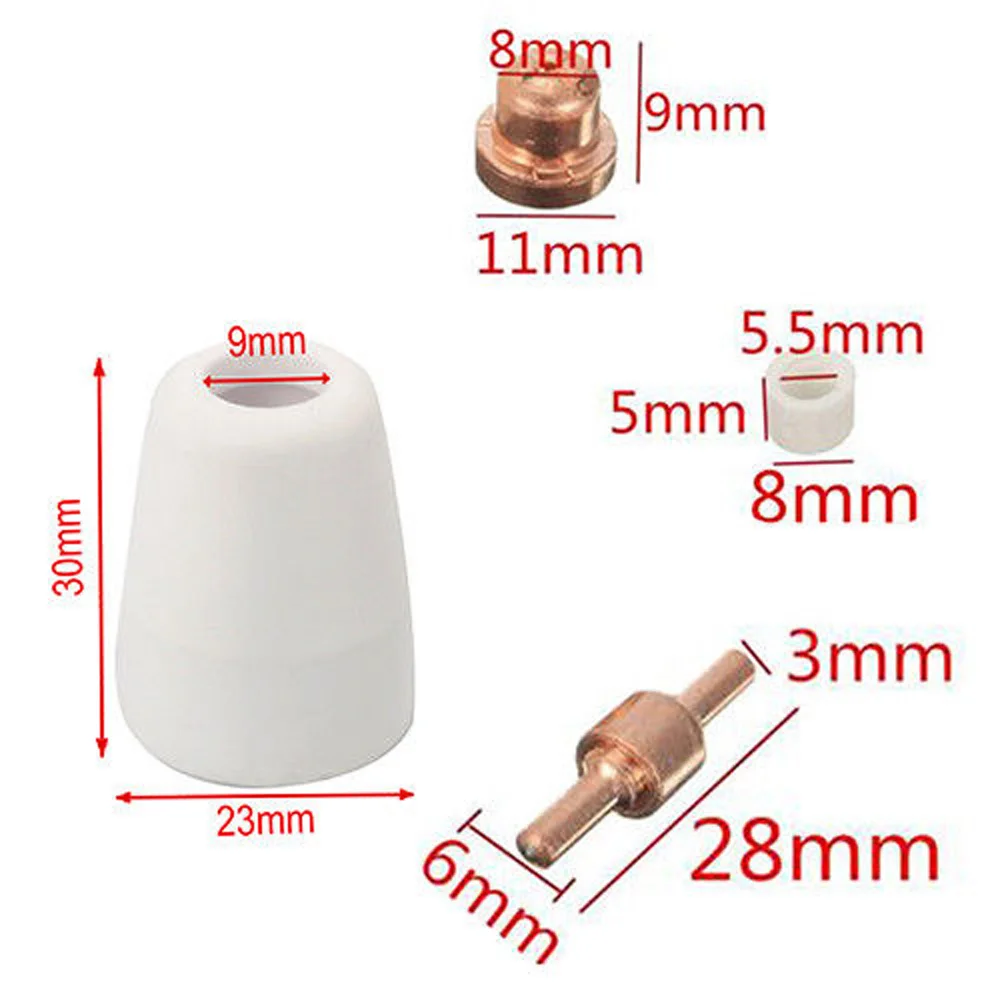 Imagem -04 - Conjunto Pt31 Ct312 Cut40 50 Taglio Plasma Tocha Cortador Consumíveis Bicos de Ponta Estendida Eletrodo 20 Peças