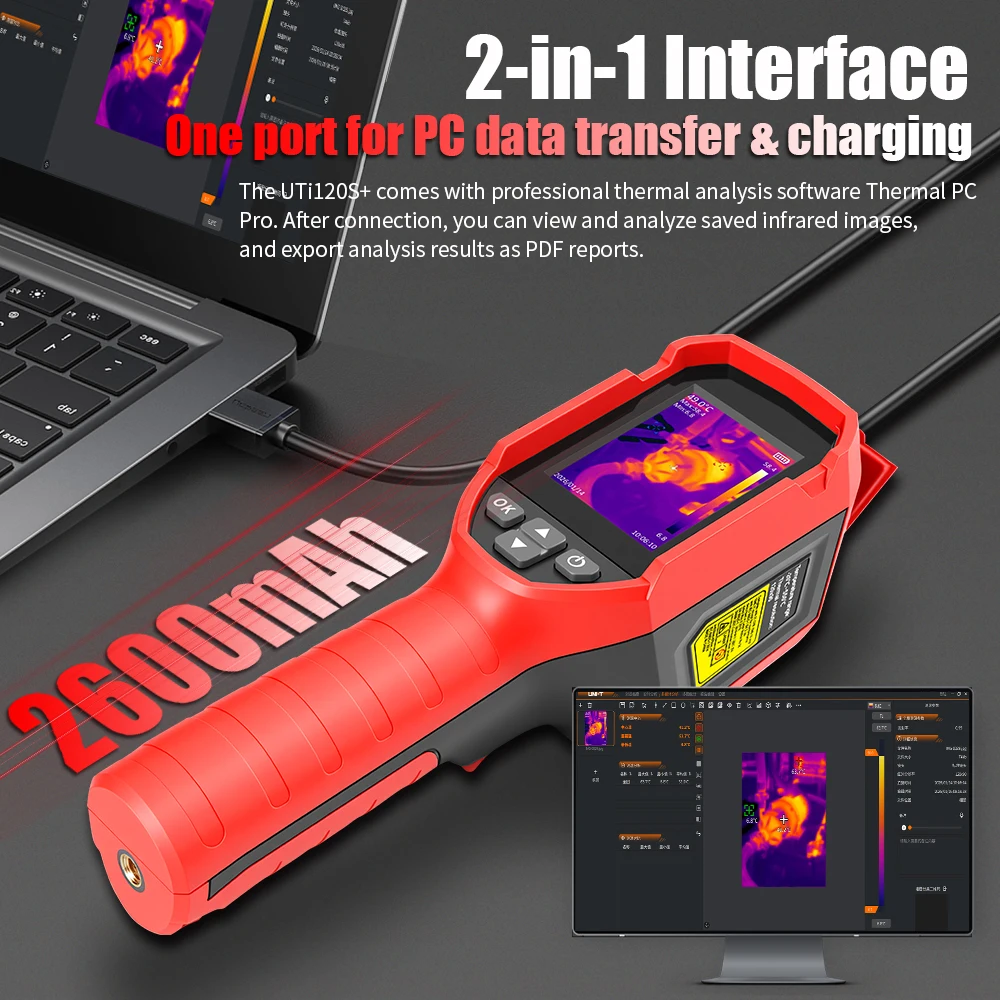 UNI‑T UTi120S+ Industrial Thermal Imager,‑20℃‑550℃,120×90 IR Resolution with 2X Super‑Resolution(240×180),7 Color Palettes view 4
