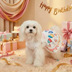 Vestido de cumpleaños pastel y globos para perros pequeños, medianos