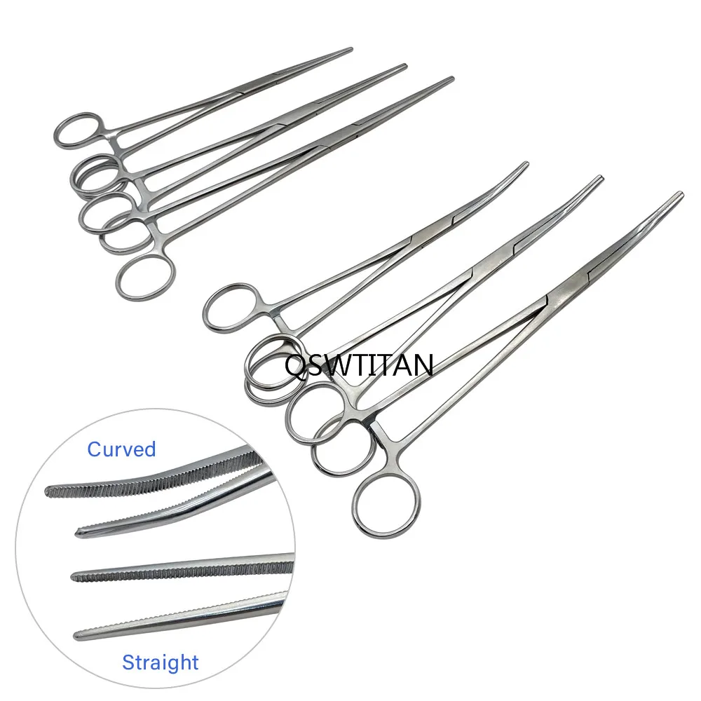 잠금 클램프 지혈용 겸자 1개 스테인리스 스틸 곡선형 및 직선형 겸자 동맥 겸자 클램프 눈꺼풀 도구