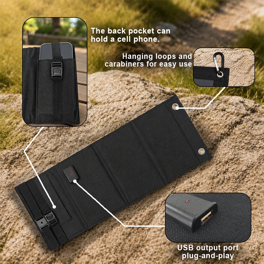 SOECOPO SEP-PB13 20W Foldable Solar Panel 10W Max USB 5V 1.5A IP65 Portable Charger for Backpack Camping Hiking Outdoor Home