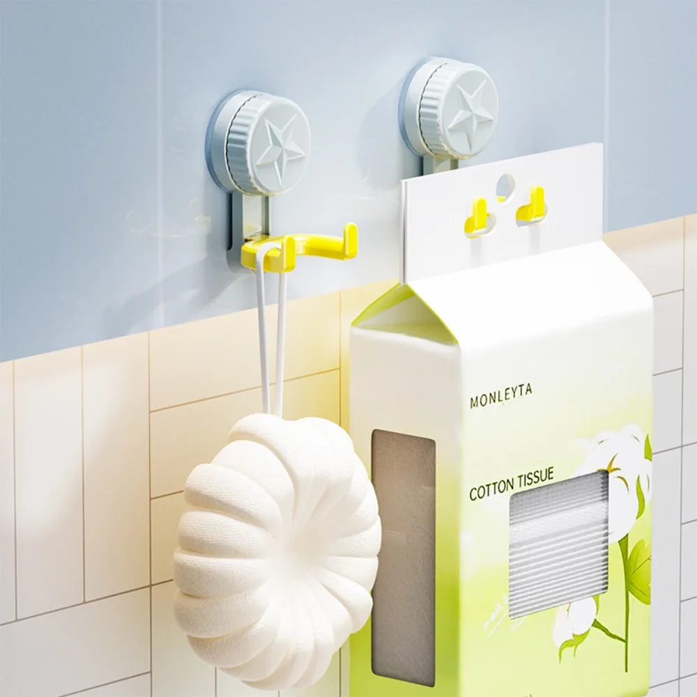 

2Pcs Double Hooks Dopamine Suction Cup Hooks Reusable Punch Free Towel/Coat Hooks Strong Bearing Capacity Space-Saving