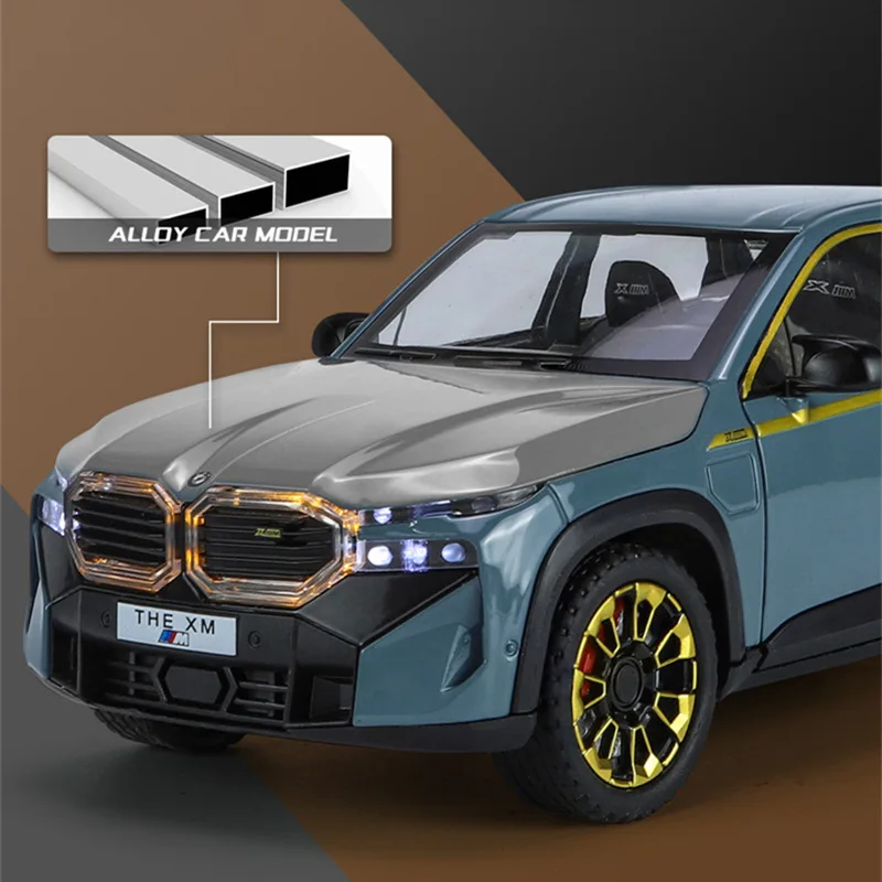 1:24 BMW XM SUV Alloy Sports Car Model Diecasts Metal Racing Car Model High Simulation Sound and Light Collection Kids Toys Gift