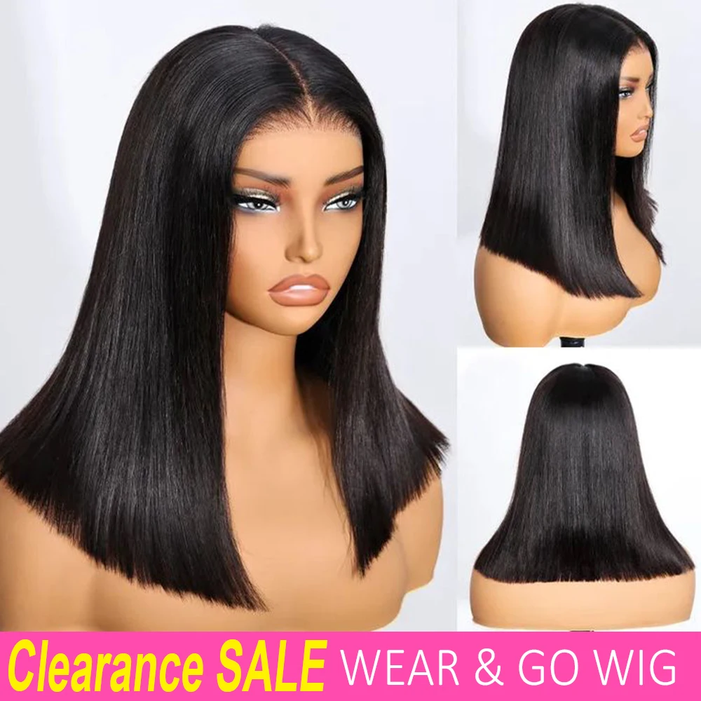 

Straight Lace Front Glueless Bob Wigs Human Hair 180% Pre Cut Lace Wear And Go Bob Wigs For woman Short Black Human Hair Wig Bob