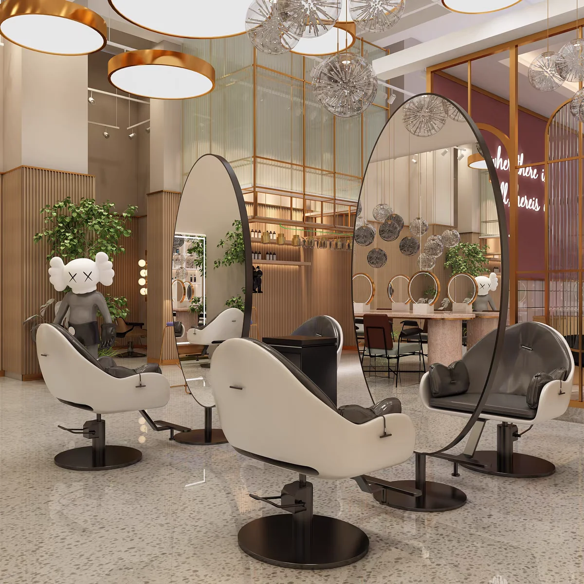 

Black Frame Large Standing Hair Salon Mirror Led Mirror Oval Salon Mirror