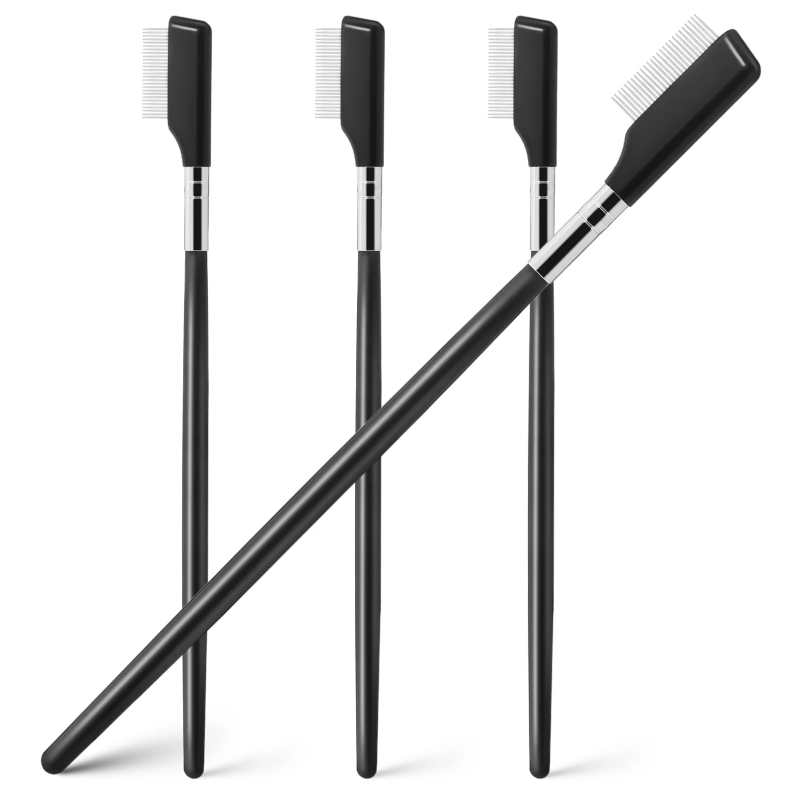 

4 Pcs Eyelash Comb Separator Metal Tool Long Lasting Comfortable Portable Eyebrow Grooming lashes stainless steel