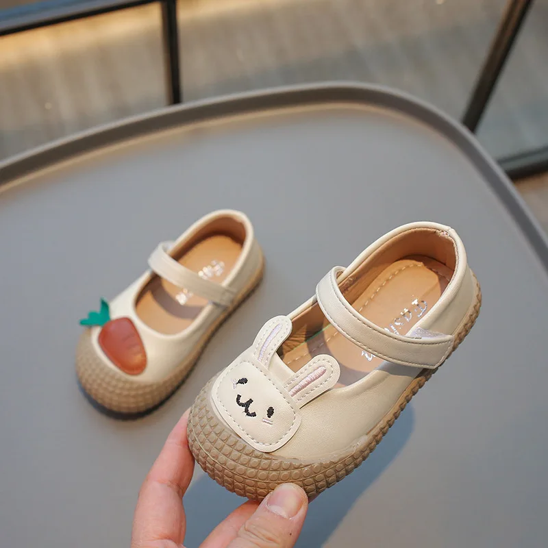 Spring Leather Shoes Funny Cover Toe Comfortable Kids Shoes Shoes for Girls Baby Mary Janes Cartoon Bunny Little Children