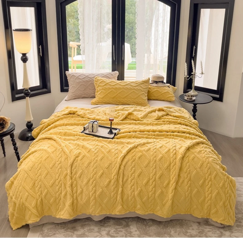 

Yellow Thick Warm Blanket for Winter Sherpa Throw Blanket for Couch - Cozy Thin Blanket for Bed Soft Fuzzy All Season Use