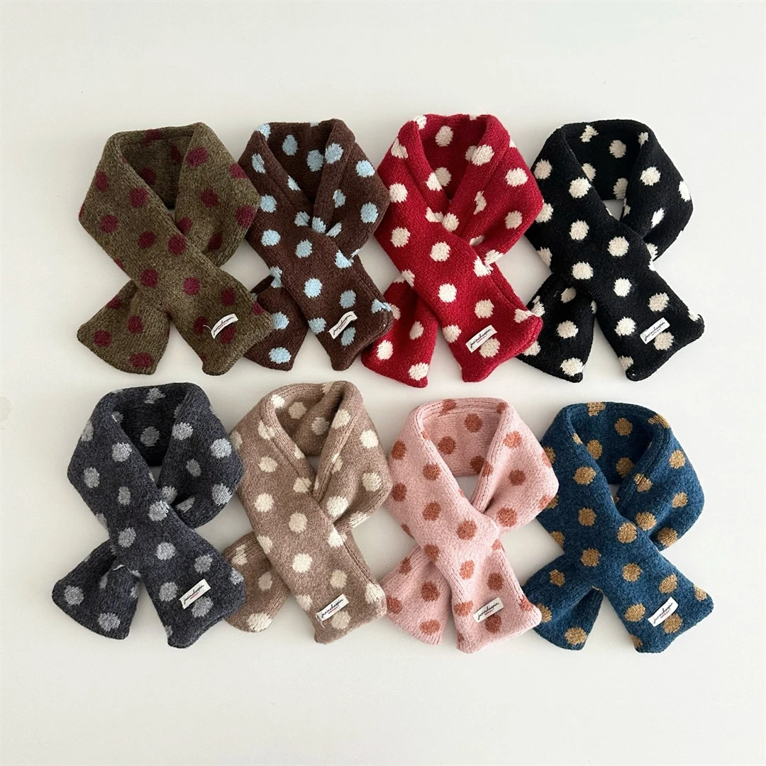 Kinder-Halstuch mit Niedlichen Punkten, Winter-Schal für Kleinkinder, 8 Farben, Warmer Winter-Schal für Kinder, Mädchen-Accessoires, Kinderschal – Detail 1