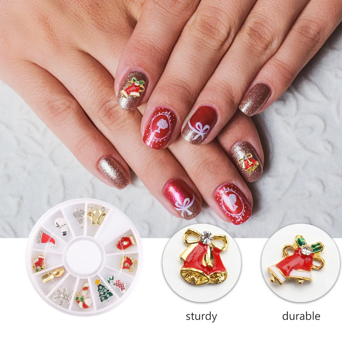 Exquisite Christmas Theme Nail Art Decorations Crafted Manicure Supplies for Holiday Nail Design Accessories Set