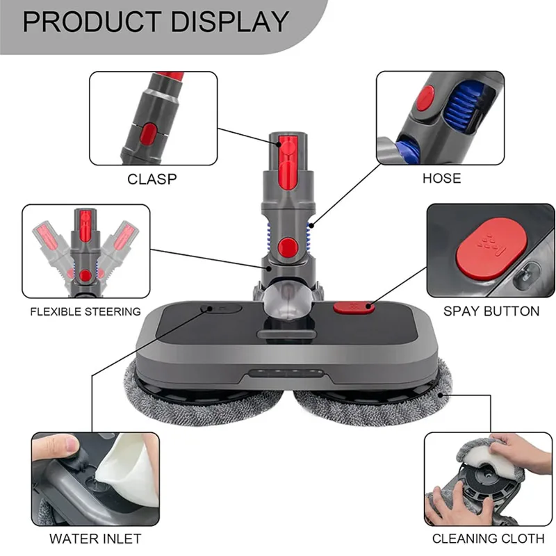 For Dyson V7 V8 V10 V11 V15 Wireless Vacuum Cleaner Wet and Dry Mop Cleaning Head Floor Brush Mop Cloth Replacement Parts