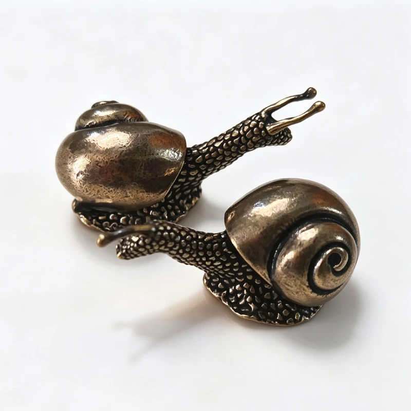 Solid Brass Animal Snail Figurines Miniatures Tea Pet Crafts Collection Desktop Small Ornament Home Decoration Accessories Gifts