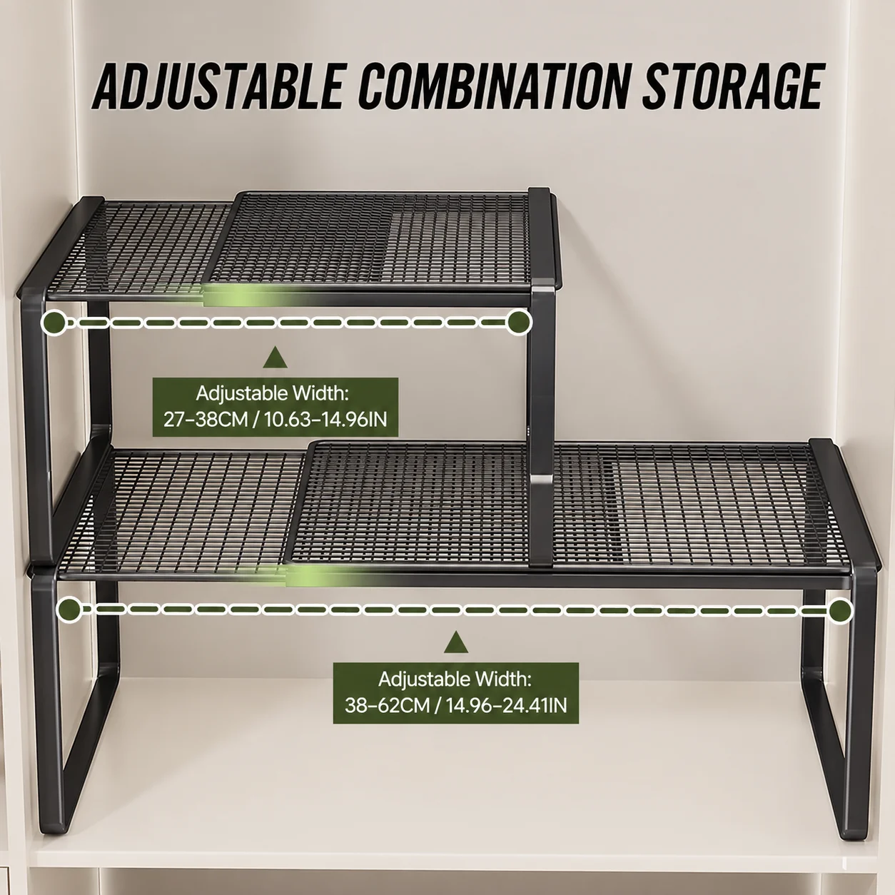 Expandable Closet Shelf Organizer, Sturdy Stackable Retractable Layered Partition for Wardrobe Bedroom Cabinet Clothes Storage