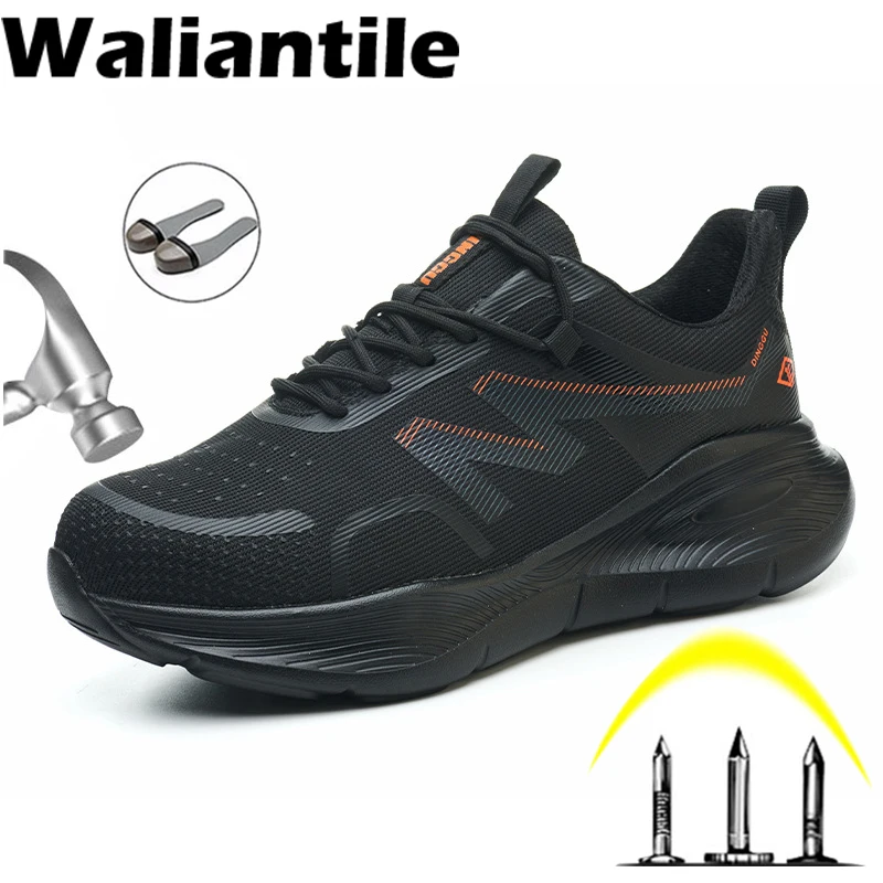 

Waliantile Breathable Safety Shoes For Men Indestructible Puncture Proof Work Boots Anti-smashing Steel Toe Industrial Sneakers