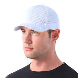 Brand Men's Short Brim Caps Summer Full Mesh Breathable Baseball Caps Outdoor Sports Hard Top Snapback Caps White Umpire Hats