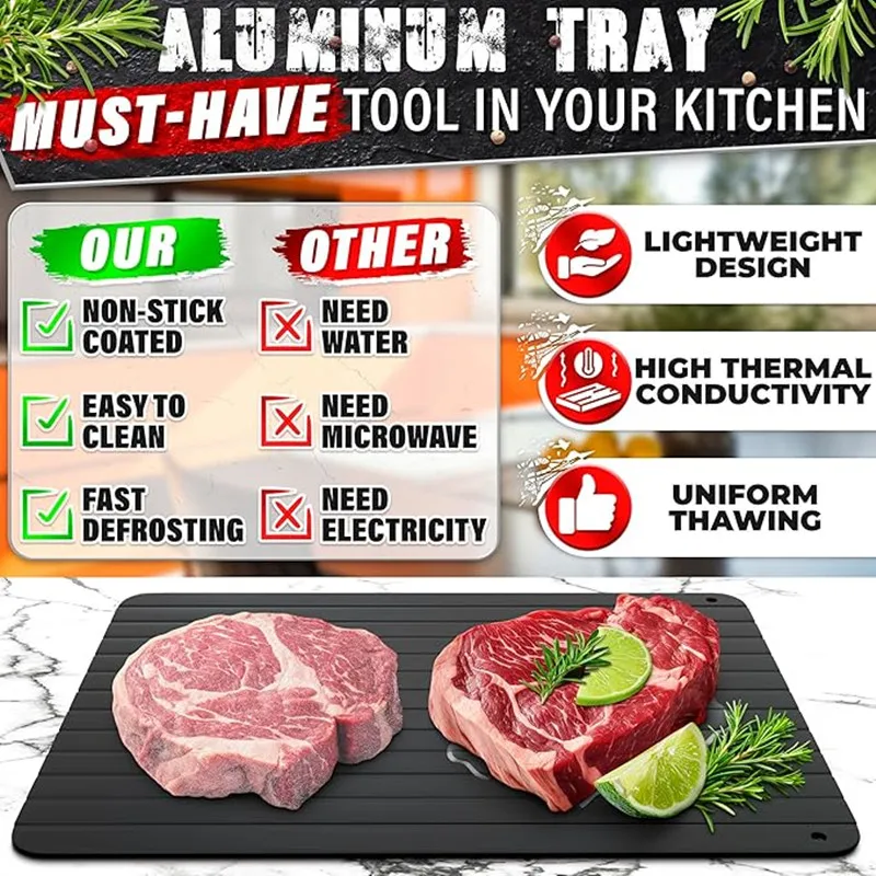 Quick Defrosting Tray For Frozen Meat Rapid Thaw Defrosting Tray Kitchen Gadgets For Home Thawing Plate Thawing Tray For Meat