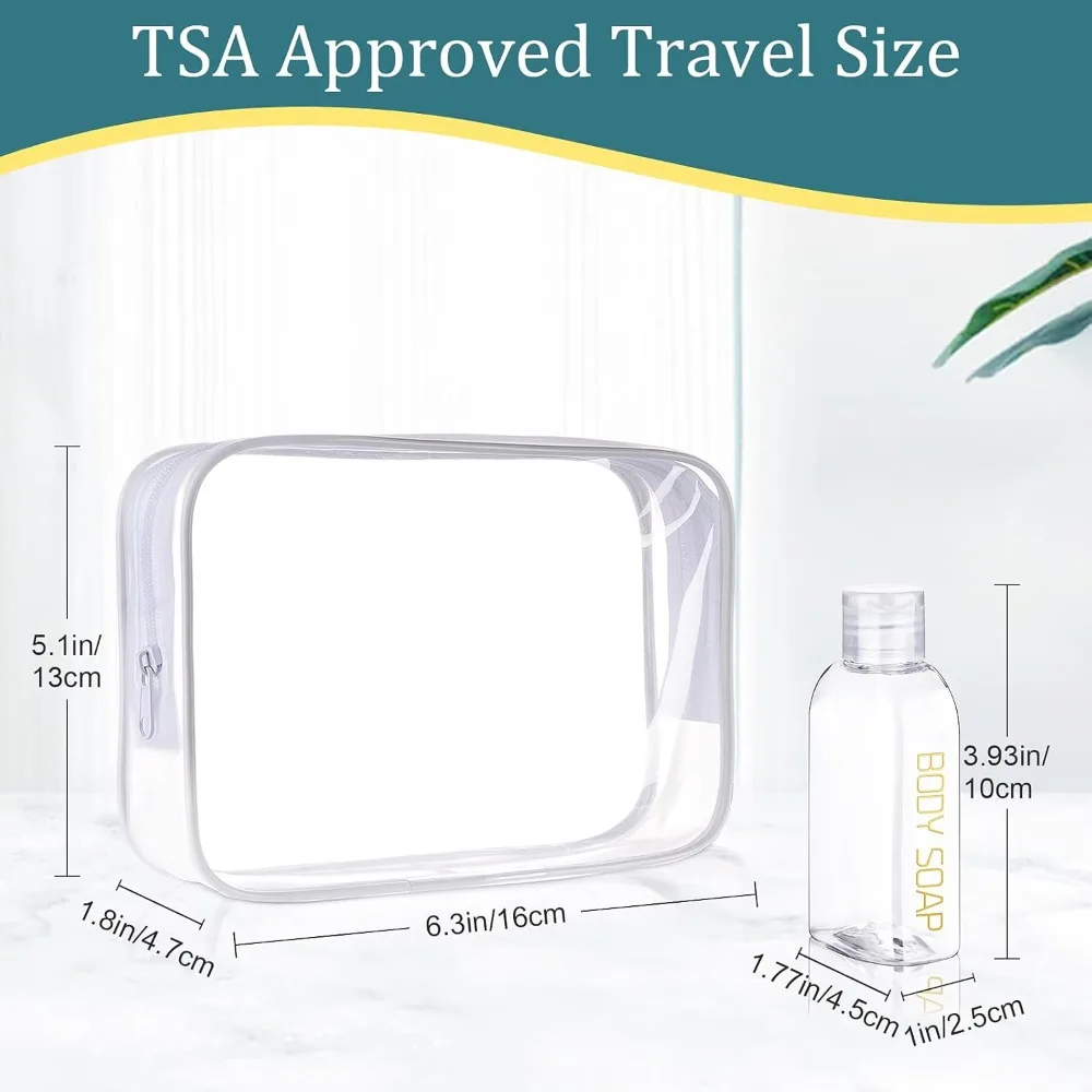 مجموعة أدوات السفر لزجاجات الضغط المقاومة للتسرب - 4 قطع 3.4 أونصة TSA معتمدة للشامبو والبلسم وأدوات الزينة