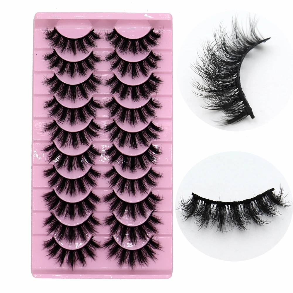 10 Pairs Of Black Matte False Eyelashes Fluffy Thick Exaggerated Curling Stage Party Daily Makeup