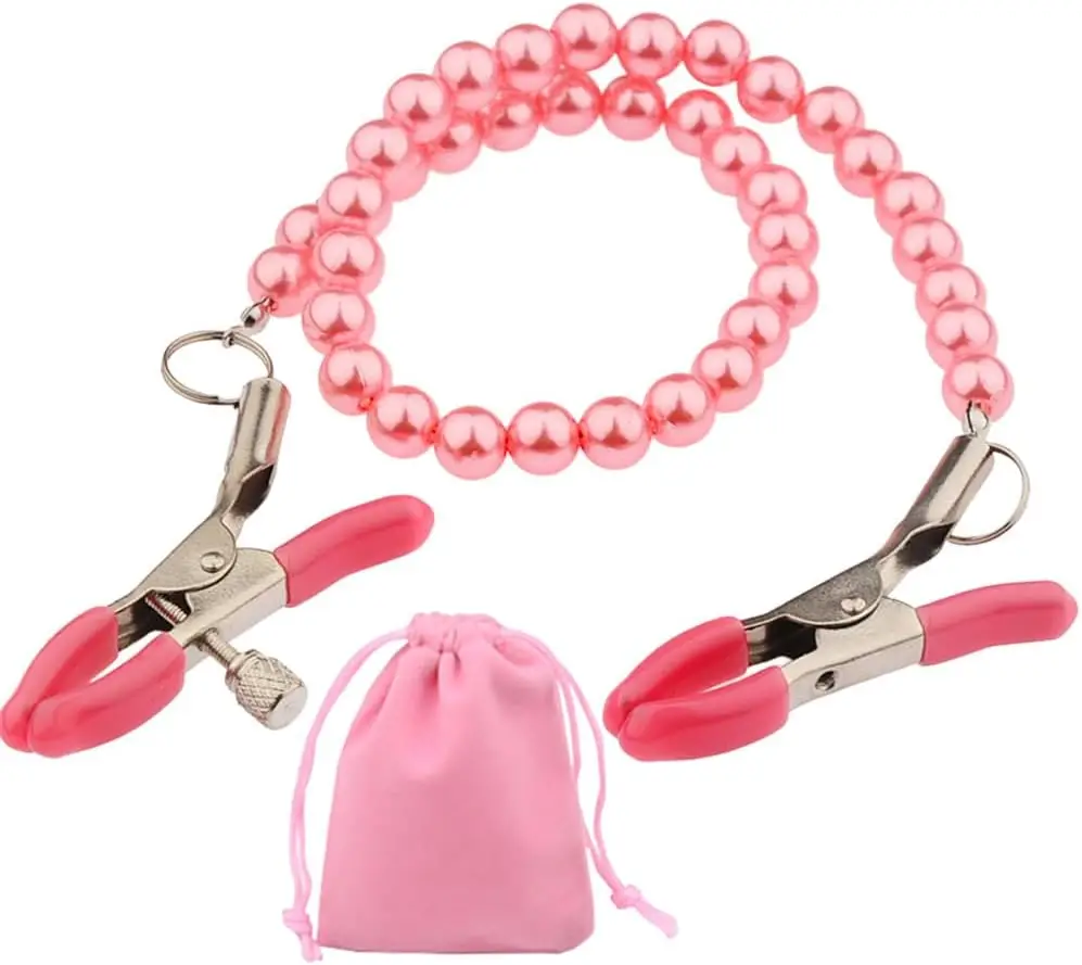 Clip para pecho, juguete, abrazadera para pezones, cadena para el cuerpo sin perforación, Clips para pezones rosas, abrazadera de cadena ajustable para el cuerpo de las mujeres, pezón para placer sexual