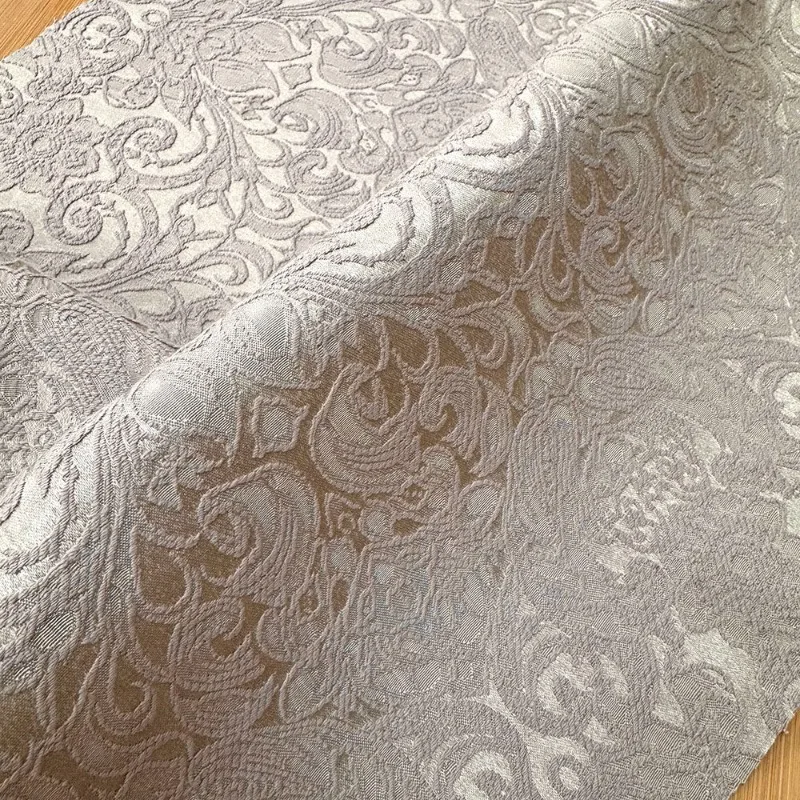 Vintage Apricot Jacquard Fabric Dress Curtain Tablecloth Handmade Sewing DIY Background Decoration Home Craft Material Wholesale