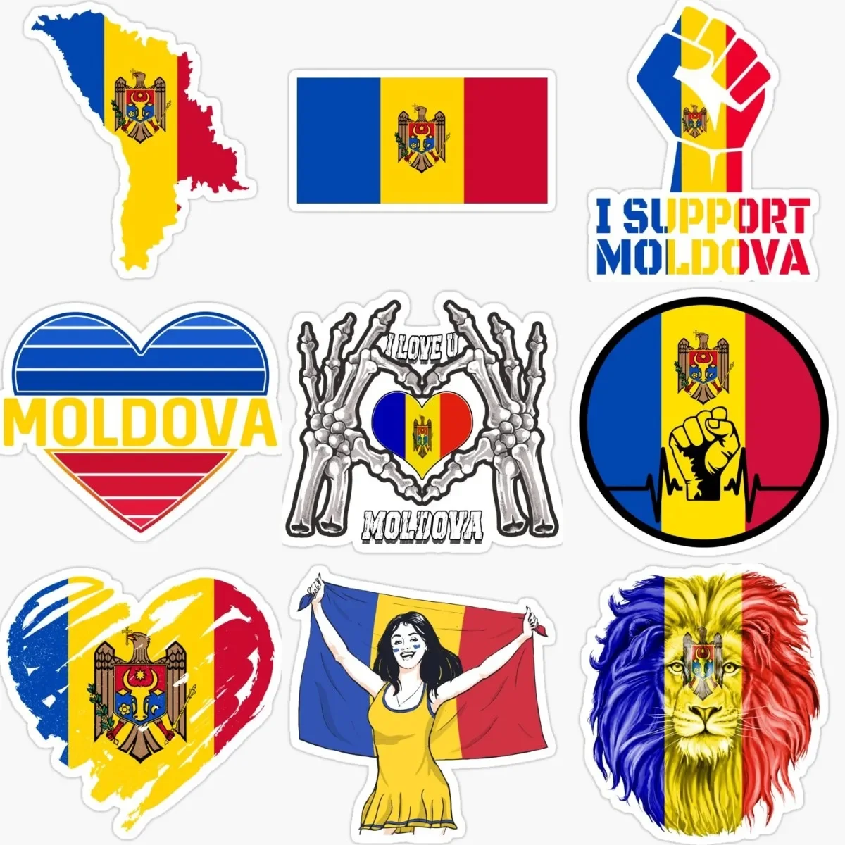 

Moldova Flag Map National Emblem Sticker for Covered Scratch Decorate Motorcycle Car Truck Van Window Camper Van Bicycle Laptop