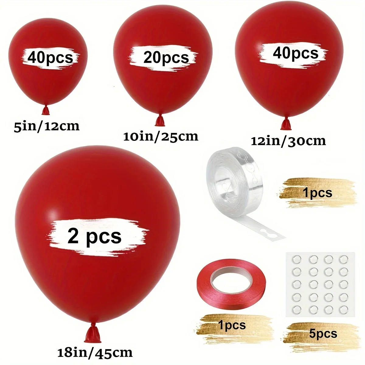 109pcs red balloon set 5/10/12/18 inches red balloons and red balloon ribbon