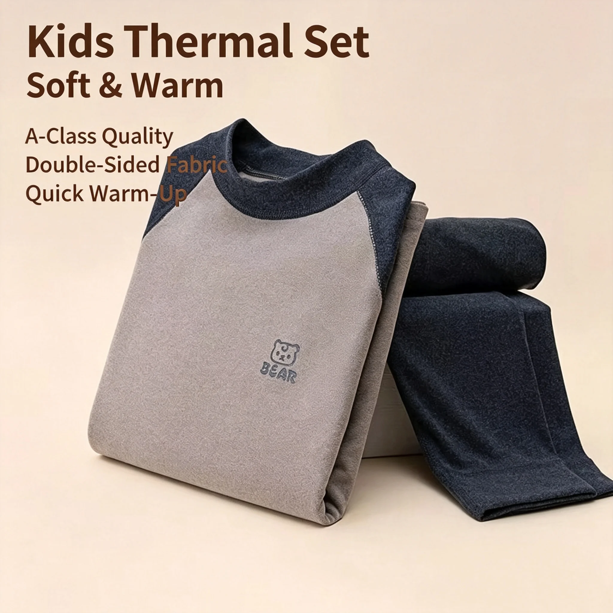 100% Cotton Children's Long Johns Autumn Media Girls' Underwear Set Long Pants Set 2 Packs Long Sleeves Loungewear