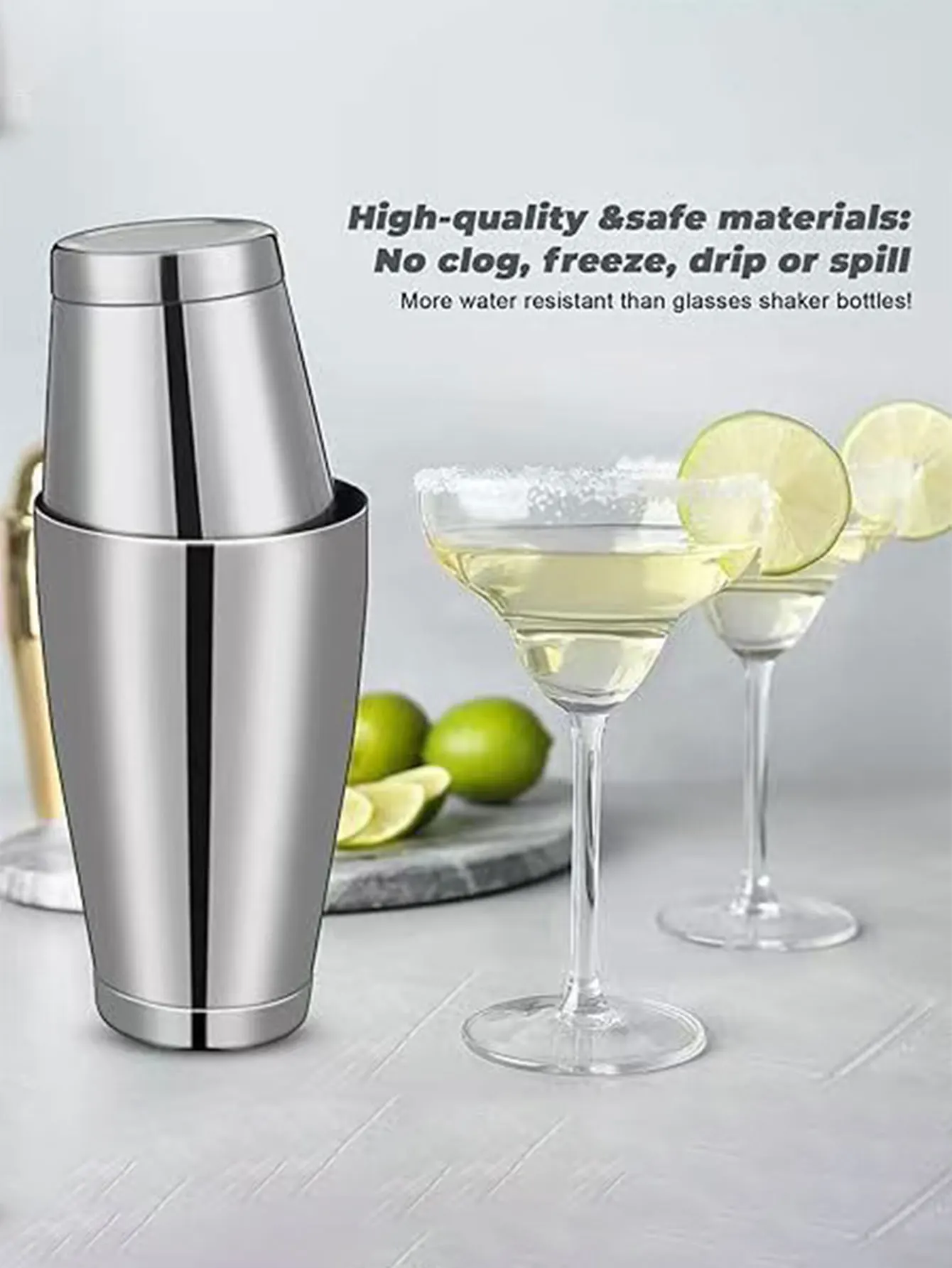 

Бостонский шейкер из нержавеющей стали, коктейльный шейкер, барная посуда, набор шейкеров для чашек, набор шейкеров для молочного коктейля