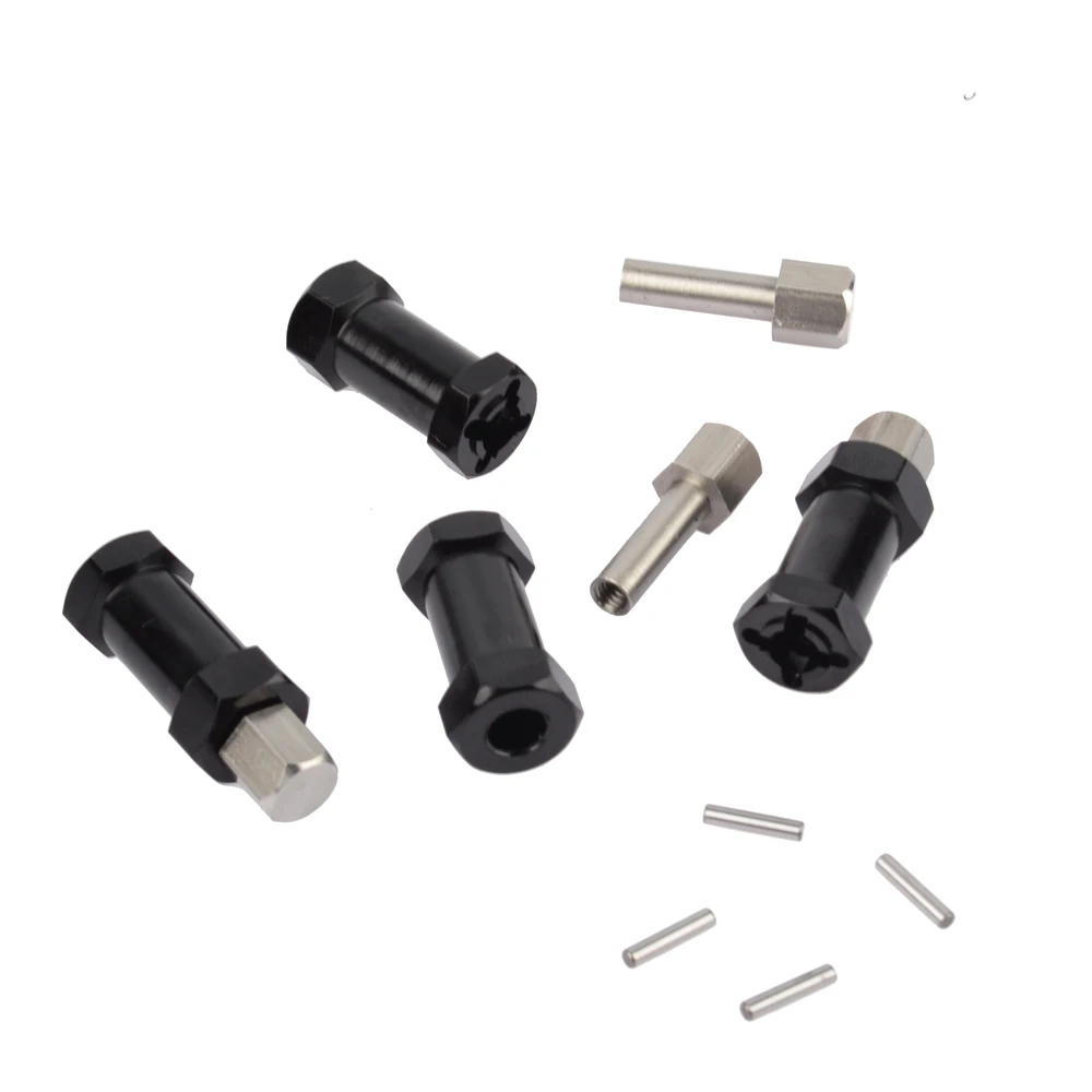 BAAA-4 шт., алюминиевый радиоуправляемый автомобиль, 12 мм, шестигранный адаптер привода ступицы колеса, удлинитель комбайна, муфта для 1/10 RC Crawler Axial SCX10 D90, черный