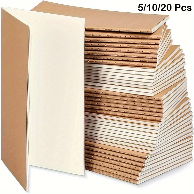 Notebook 5/10/20 Pcs Mini 5.12x3.54 Inch, Blank Unlined Pocket Journal for Travel, Students School Office Writing
