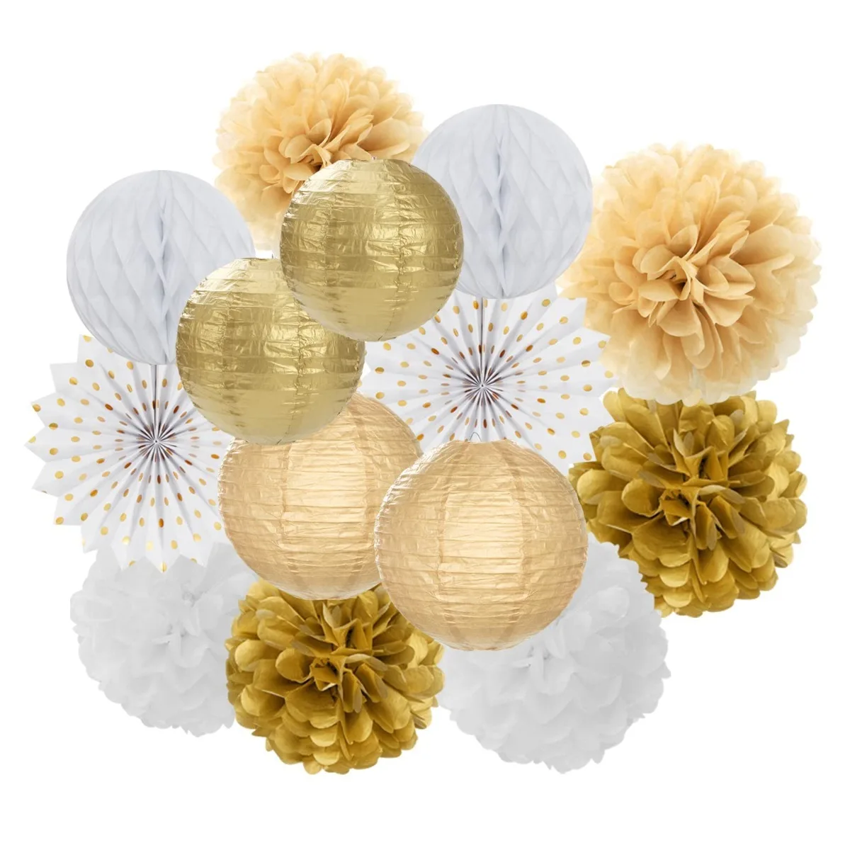 

15pcs Christmas Paper Lanterns Fan Tissue Pom Poms Wedding Engagement Honeycomb Balls Wedding Birthday Baby Bridal Shower Decor