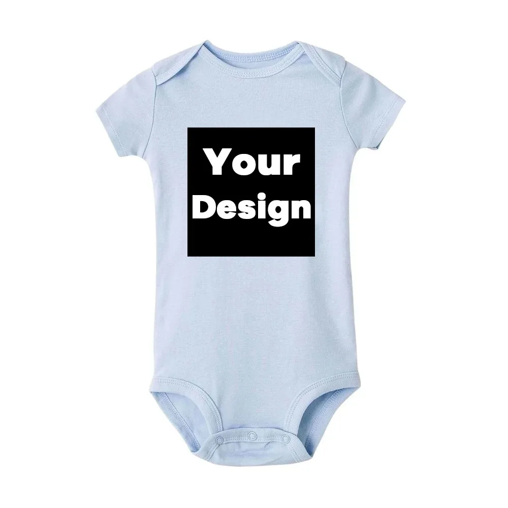 Diy sua impressão ou logotipo personalização recém-nascido bodysuit manga longa & manga curta macacão simples personalizado texto bebê macacão