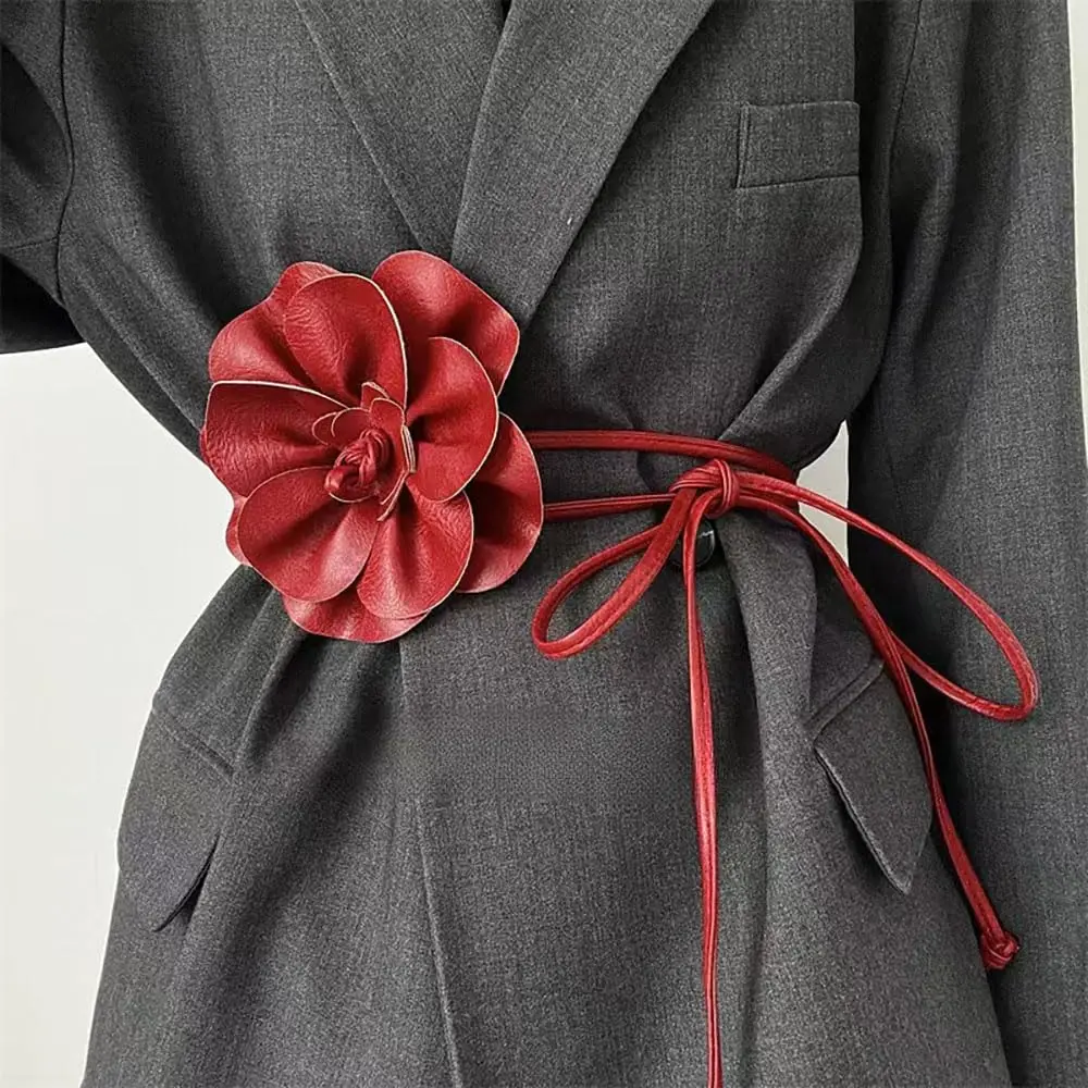 Flower Decorated Thin Waist Belt, Adjustable Drawstring Belt for Dresses, Skirts, Fashion Outfits & Daily Wear
