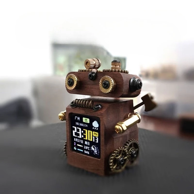 Desktop Robot Figurine, WiFi Weather Forecast Clock, Cyberpunk Digital Alarm Clock for Office Home Desk Decor, Tech Gifts