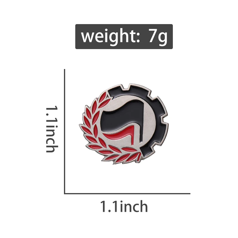 Antifascista Enamel Pins Theory of Power Black Red Flag Logo Brooches Lapel Badges Pray for Peace Jewelry Gift Wholesale