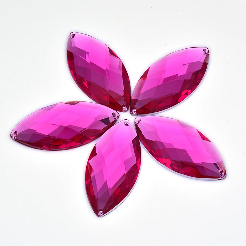 JUNAO 30*62mm Naai Grote Kristal AB Strass Naaien Paard Oog Acryl Stenen Applicaties Platte Achterkant Strass diamant