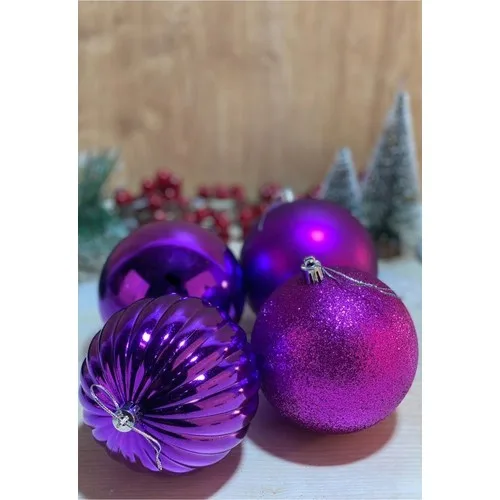 Beysüs Christmas Pine Tree Ornament Cici Ball 10 cm 4 Pcs Purple